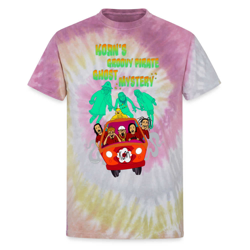 Korn's Groovy Pirate Ghost Mystery Machine - Unisex Tie Dye T-Shirt - Desert Rose