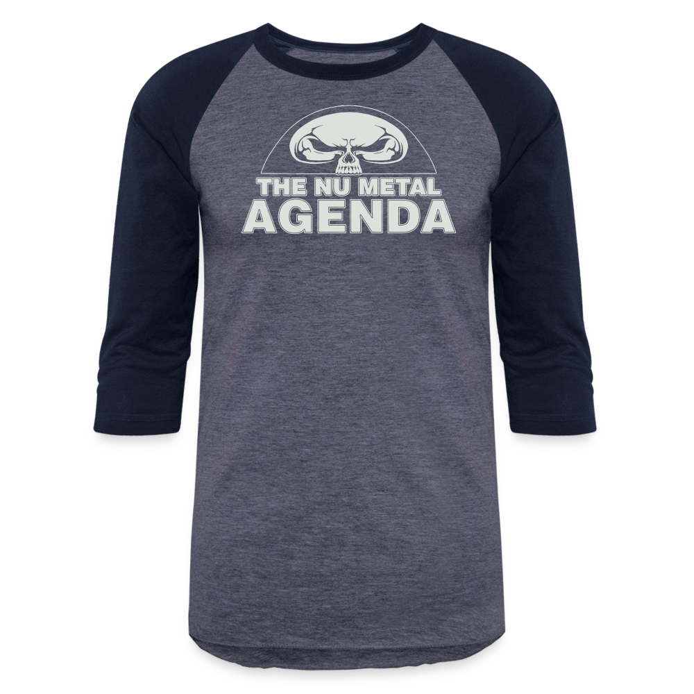 NMA Skull - Baseball Tee - heather blue/navy