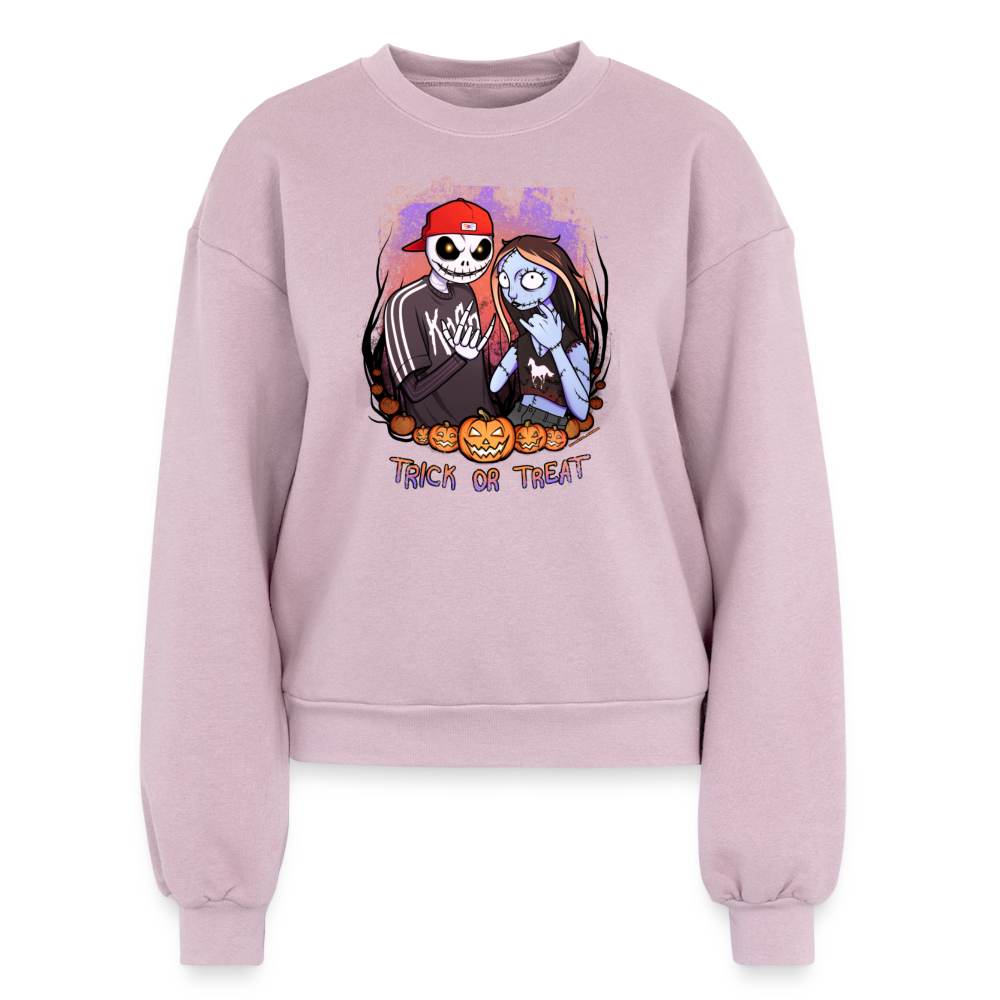 Jack and Sally Nu Metal Enjoyers - Women's Fleece Crewneck Sweatshirt - blush pink 