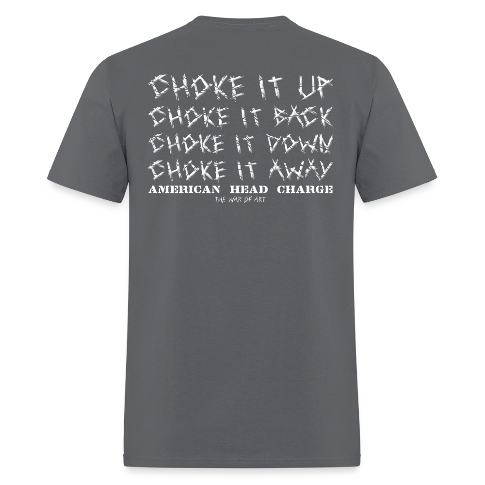 "Americ*nt Evolving Into Useless Psychic Garbage" - A Violent Reaction: 25 Years of The War of Art | T-Shirt - charcoal