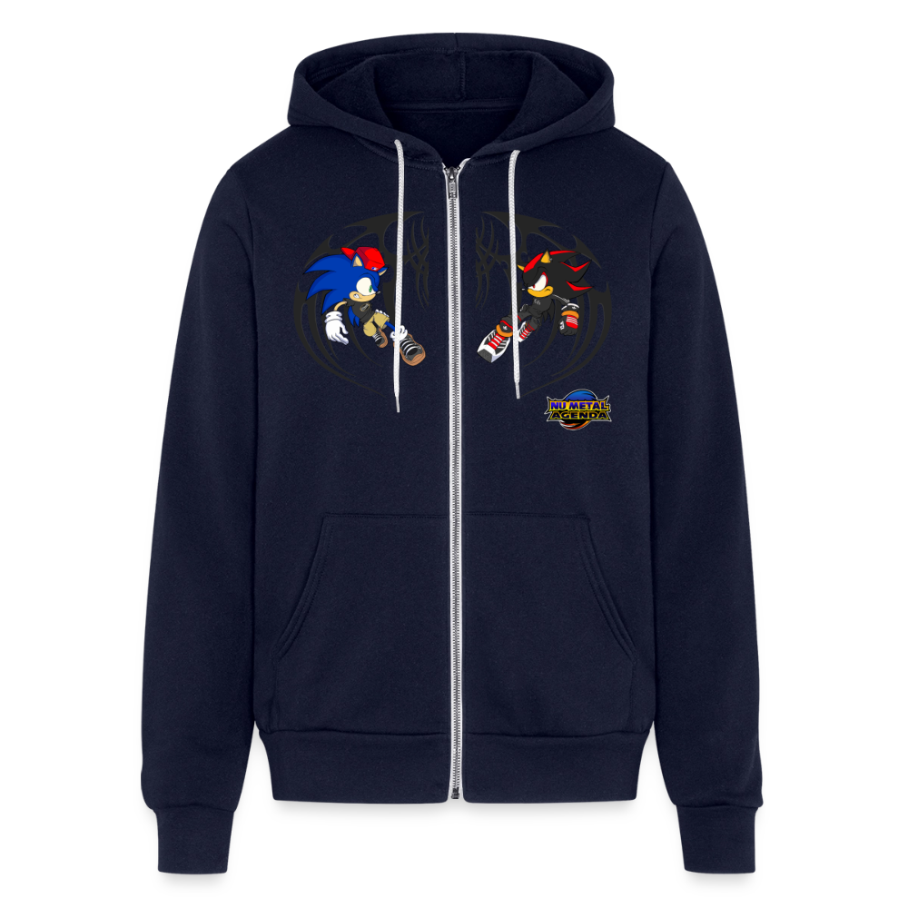 Sonic vs Shadow - Tribal Zip Hoodie - navy
