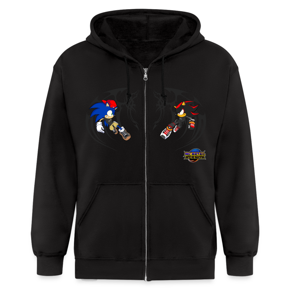 Sonic vs Shadow - Tribal Zip Hoodie - black