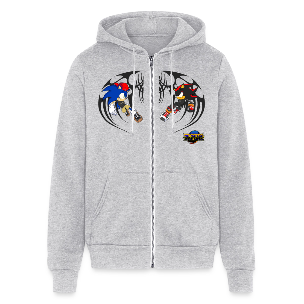 Sonic vs Shadow - Tribal Zip Hoodie - heather gray