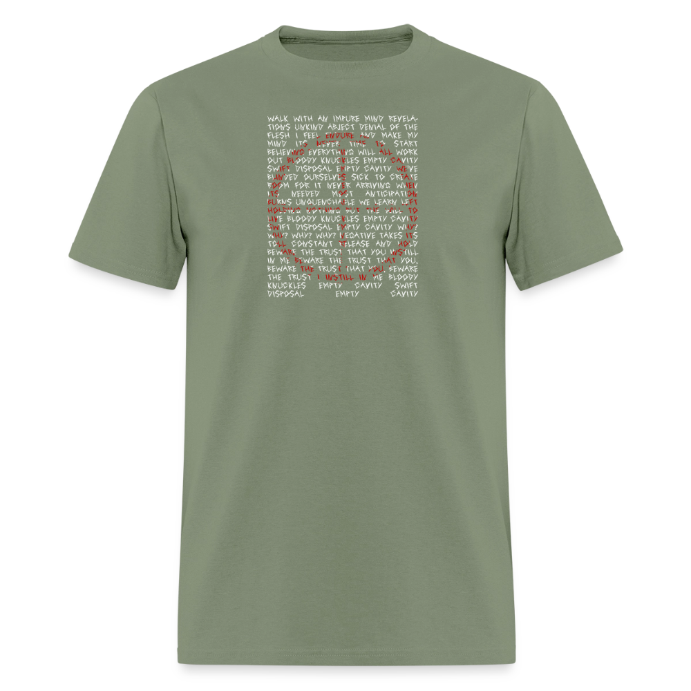 "Americ*nt Evolving Into Useless Psychic Garbage" - A Violent Reaction: 25 Years of The War of Art | T-Shirt - military green