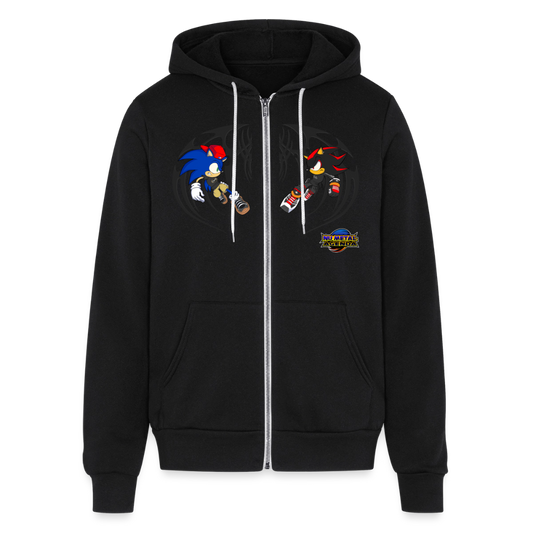 Sonic vs Shadow - Tribal Zip Hoodie - black