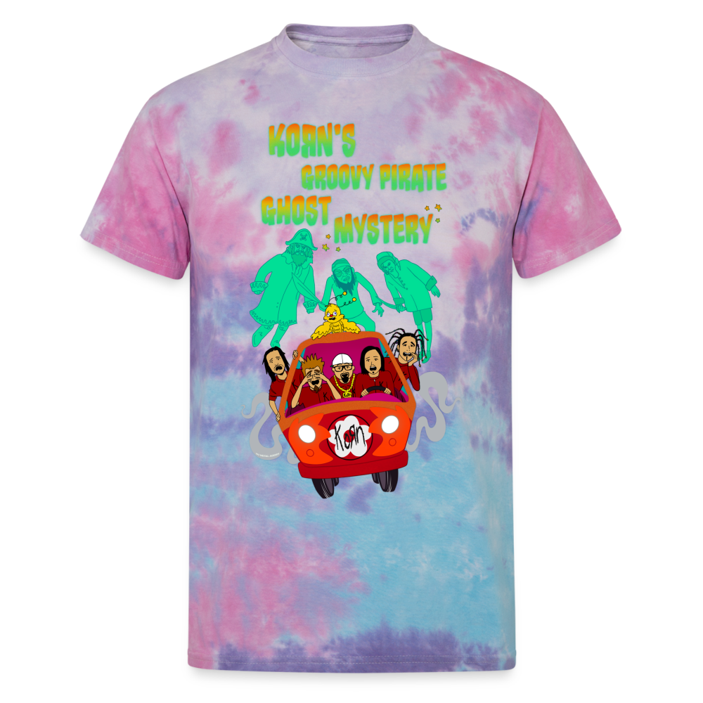 Korn's Groovy Pirate Ghost Mystery Machine - Unisex Tie Dye T-Shirt - cotton candy